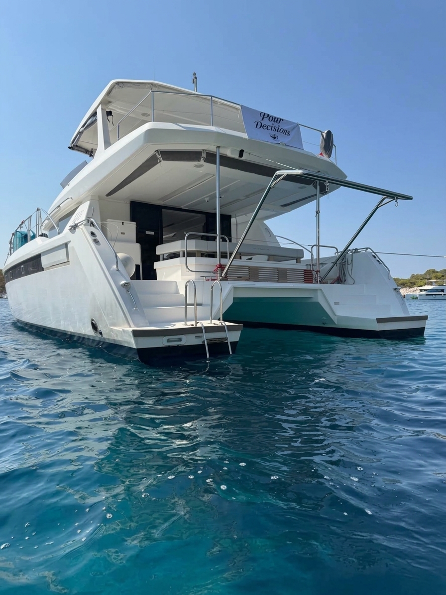 The catamaran Pour Decisions in the Adriatic.
